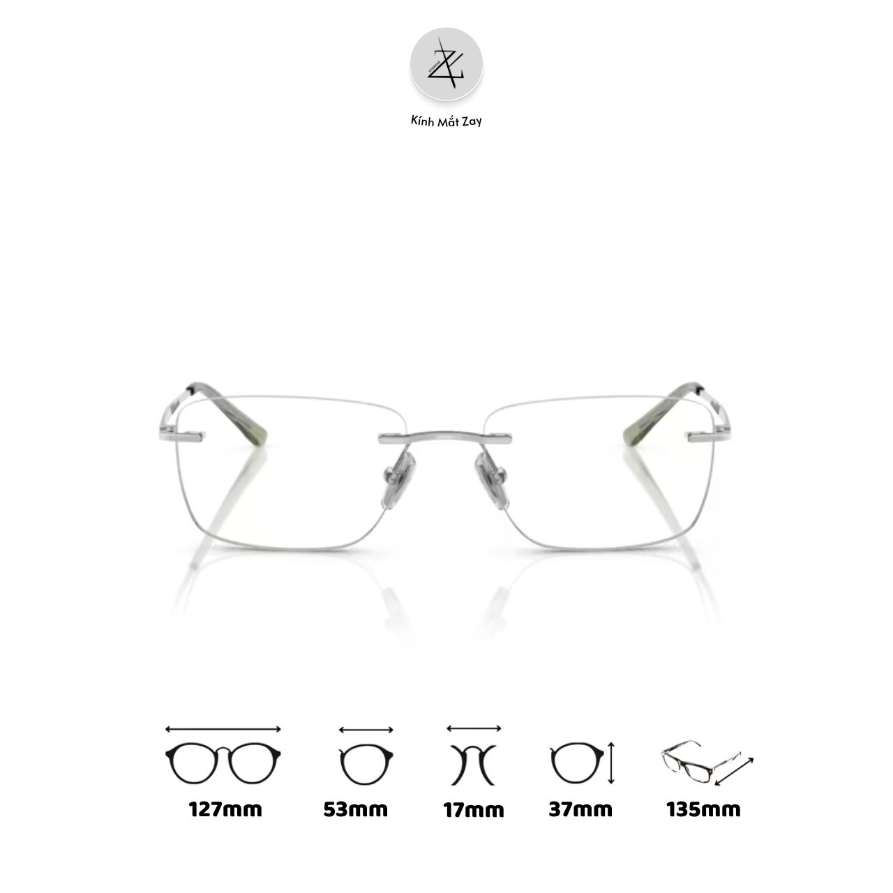  Gọng khoan không viền Vogue 0VO4314I dáng chữ nhật kim loại chính hãng fullbox 