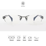  Gọng khoan không viền T1141 dáng lục giác titanium & nhựa acetate cao cấp 