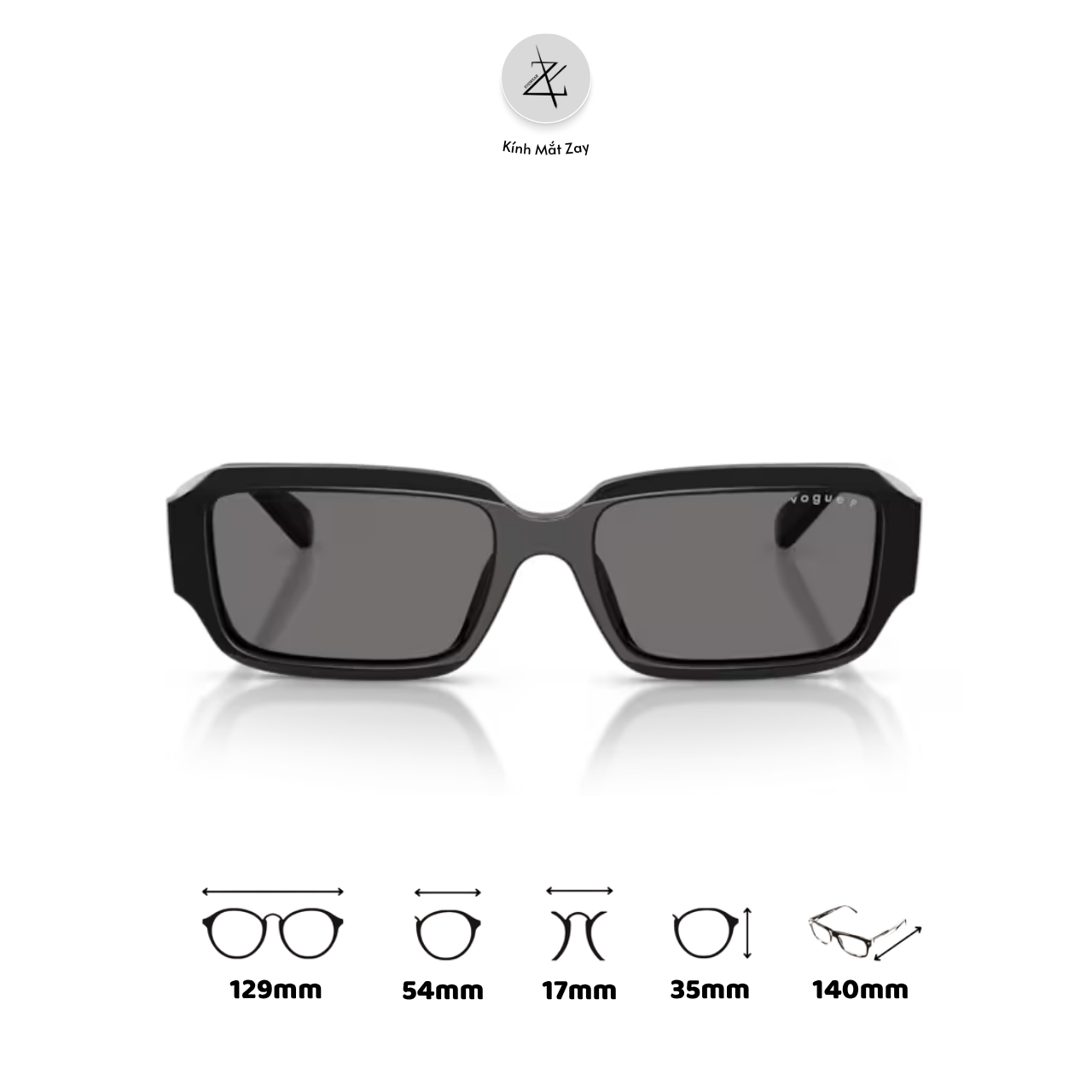 Kính mát Vogue 0VO5693SU dáng chữ nhậtnhựa Acetate chính hãng fullbox 