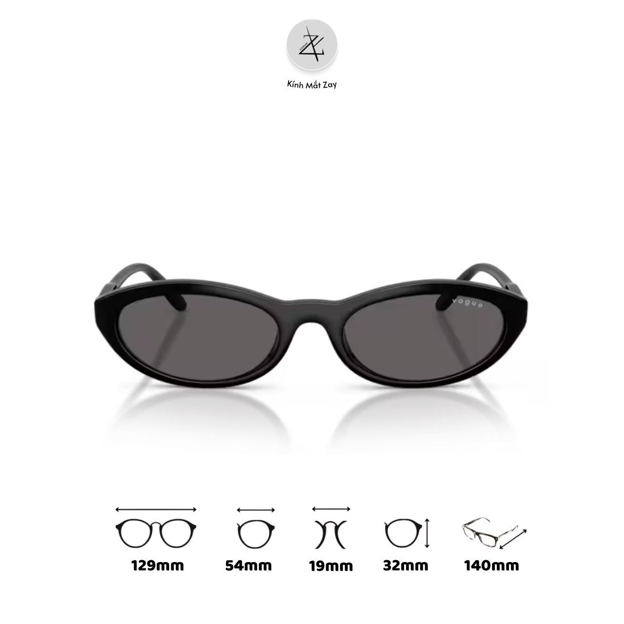  Kính mát Vogue 0VO5697SU dáng oval nhựa Nylon chính hãng fullbox 