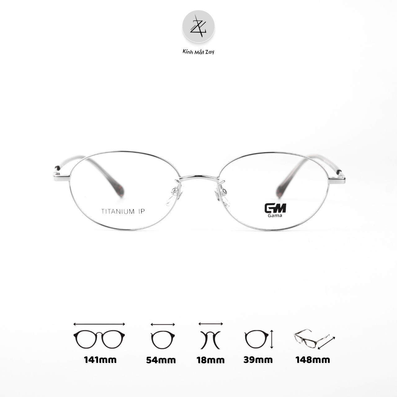  Gọng kính GAMA 98759 dáng oval Titanium chính hãng 