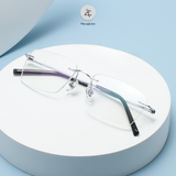  Gọng khoan không viền 6091 dáng đa giác titanium cao cấp 