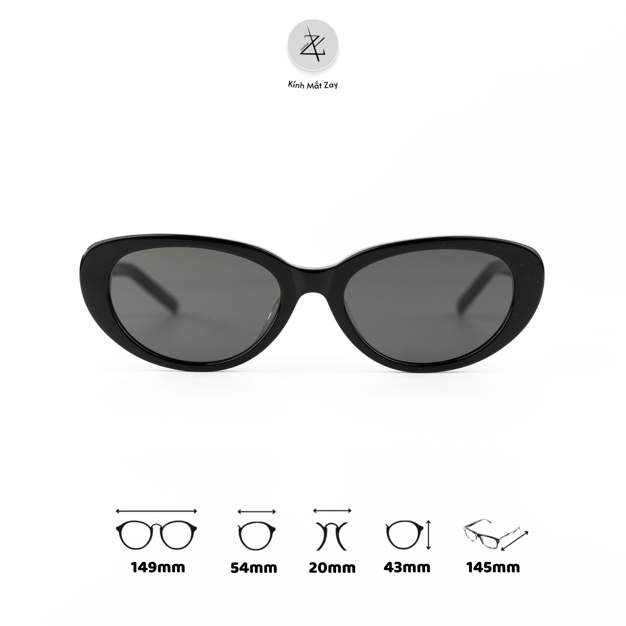  Kính mát SLM154/f dáng mắt mèo nhựa acetate cao cấp fullbox 