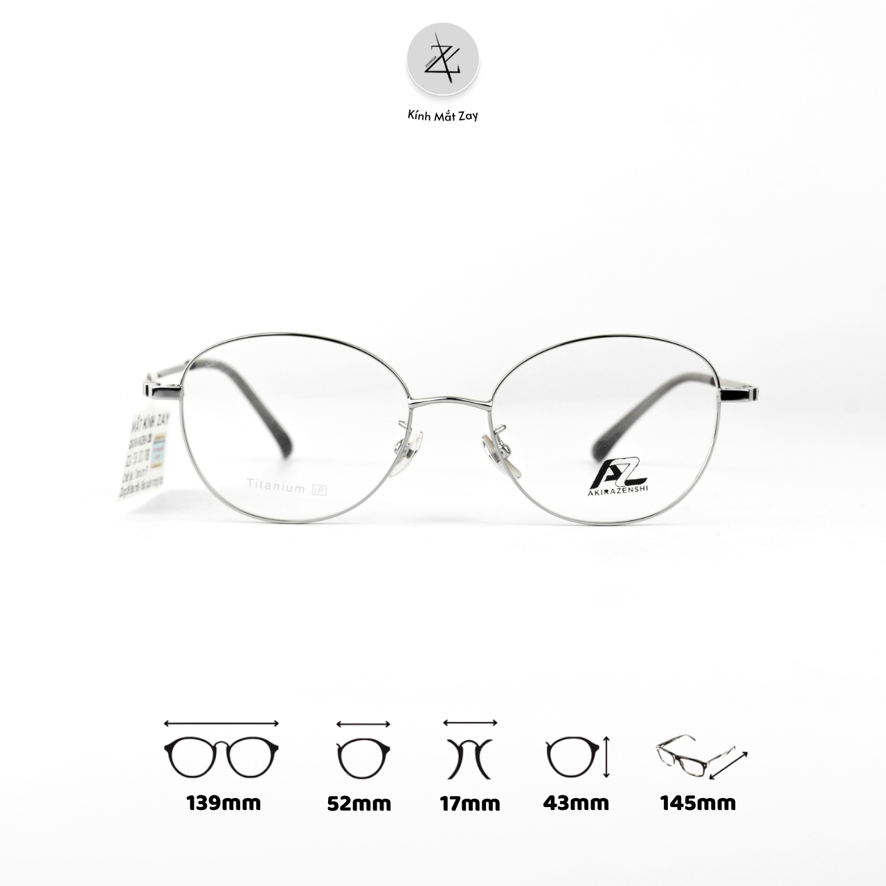  Gọng kính AkiraZenshi 33050 dáng mắt mèo titanium chính hãng 