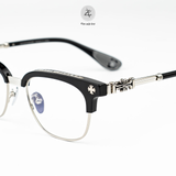  Gọng kính nửa khung Chrome Hearts Bonennoisseur II bạc 925 dáng vuông cao cấp fullbox 