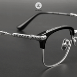  Gọng kính nửa khung Chrome Hearts Vertical Smile II dáng vuông titanium cao cấp fullbox 