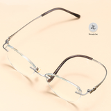  Gọng khoan không viền 68008 - 90 dáng mắt mèo titanium dẻo cao cấp 