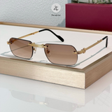  Kính mát khoan không viền gấp gọn Cartier CT0499S dáng vuông titanium cao cấp fullbox 