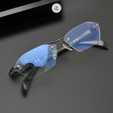  Gọng khoan không viền T1141 dáng lục giác titanium & nhựa acetate cao cấp 