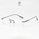  Gọng khoan không viền 71206 dáng chữ nhật titanium cao cấp 