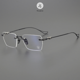  Gọng khoan không viền Chrome Hearts CH8114 dáng đa giác titanium cao cấp fullbox 
