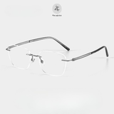  Gọng khoan không viền 6077 dáng vuông titanium cao cấp 