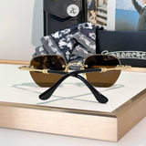  Kính mát Chrome Hearts Prosted dáng đa giác titanium cao cấp fullbox 