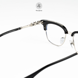  Gọng kính nửa khung Chrome Hearts Bonennoisseur II bạc 925 dáng vuông cao cấp fullbox 