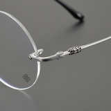  Gọng khoan không viền Chrome Hearts CH5802 dáng tròn titanium cao cấp full box 