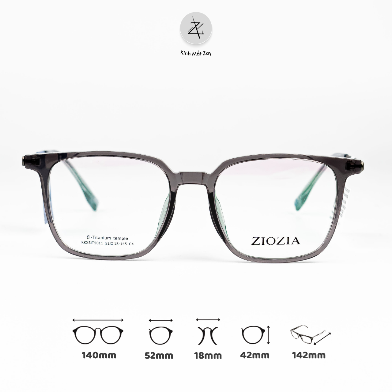  Gọng kính Ziozia KHHSIT5011 dáng Vuông Nhựa acetate fullbox chính hãng 