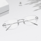  Gọng khoan không viền 9028 dáng vuông titanium cao cấp 