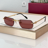  Kính mát khoan không viền gấp gọn Cartier CT0499S dáng vuông titanium cao cấp fullbox 