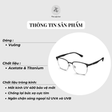 Gọng kính nửa khung Molsion MA7003 dáng vuông nhựa acetate & titanium chính hãng fullbox