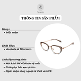 Gọng kính Molsion MA6032 dáng mắt mèo nhựa acetate & titanium chính hãng fullbox