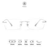  Gọng khoan không viền 71206 dáng chữ nhật titanium cao cấp 