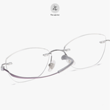 Gọng khoan không viền 6020 dáng mắt mèo titanium cao cấp