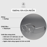  Gọng kính Zay Eyewear 124210 dáng vuông titanium phong cách Hàn Quốc 
