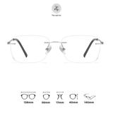  Gọng khoan không viền WT 0001 dáng vuông titanium cao cấp 
