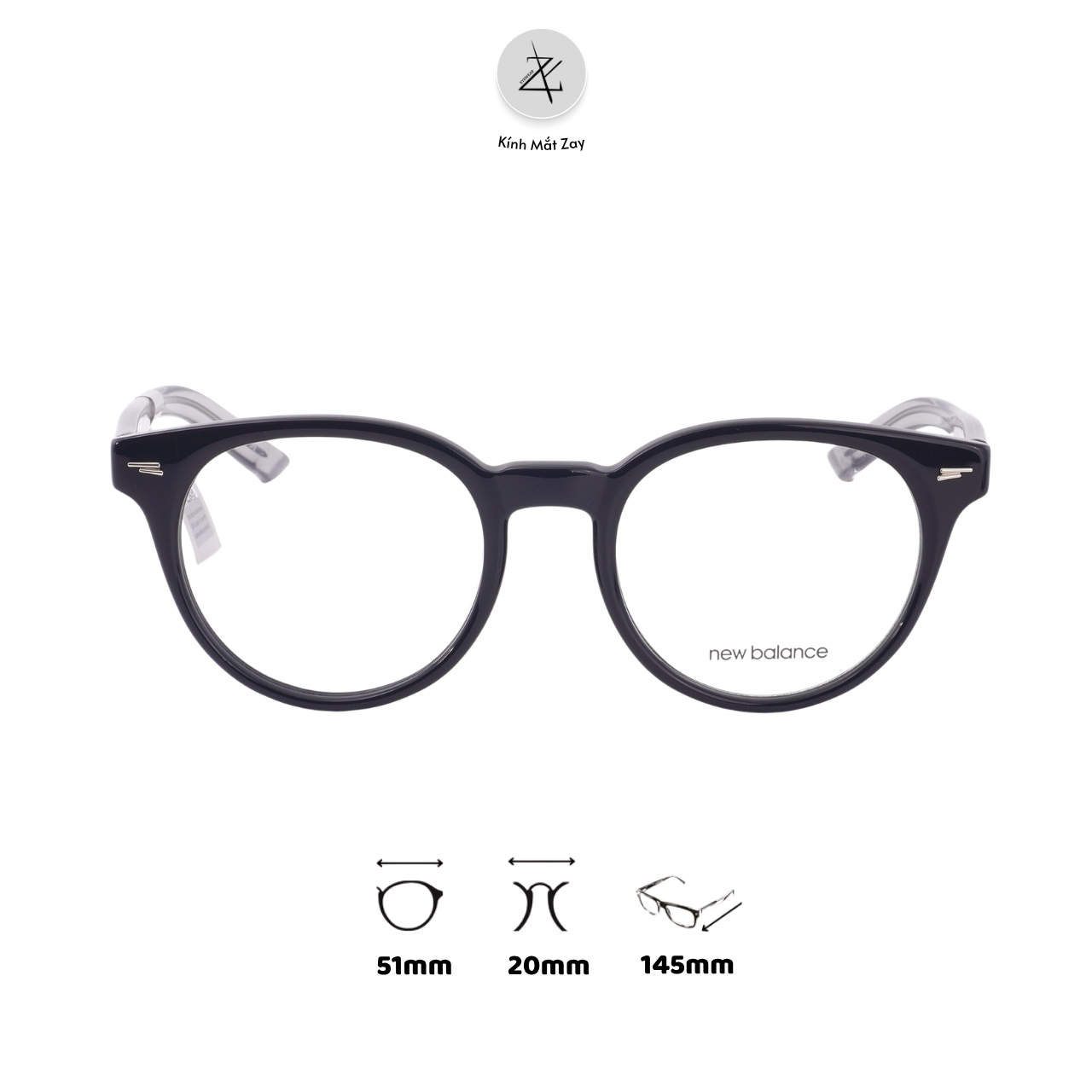  Gọng kính New Balance NBN06256X dáng tròn nhựa acetate chính hãng full box 