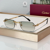  Kính mát khoan không viền gấp gọn Cartier CT0499S dáng vuông titanium cao cấp fullbox 