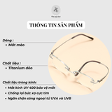  Gọng khoan không viền 68008 - 90 dáng mắt mèo titanium dẻo cao cấp 