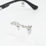  Gọng khoan không viền Chrome Hearts CH8131 dáng tròn titanium cao cấp full box 
