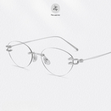  Gọng khoan không viền 9027 dáng oval titanium cao cấp 