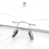  Gọng khoan không viền W701 dáng đa giác titanium cao cấp 