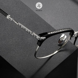  Gọng kính nửa khung Chrome Hearts Vertical Smile II dáng vuông titanium cao cấp fullbox 