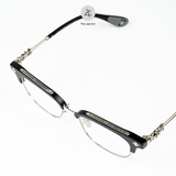  Gọng kính nửa khung Chrome Hearts Bonennoisseur II bạc 925 dáng vuông cao cấp fullbox 