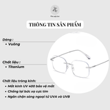 Gọng khoan không viền 5615 dáng vuông to titanium cao cấp