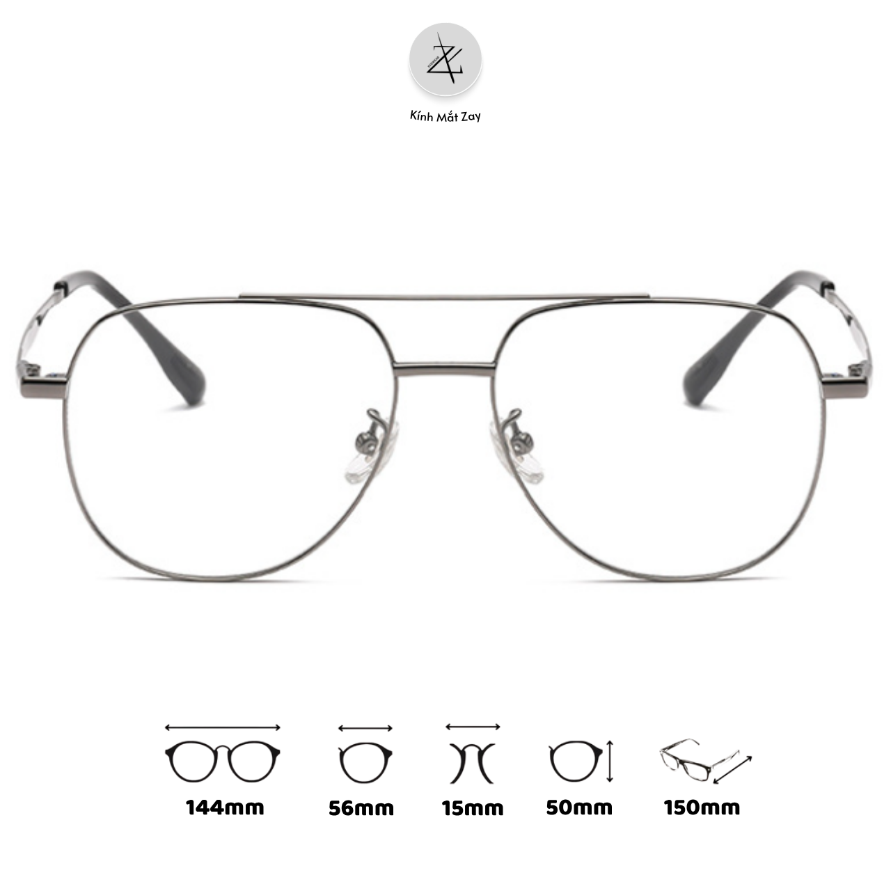  Gọng kính Zay Eyewear 98584 dáng phi công titanium phong cách Hàn Quốc 