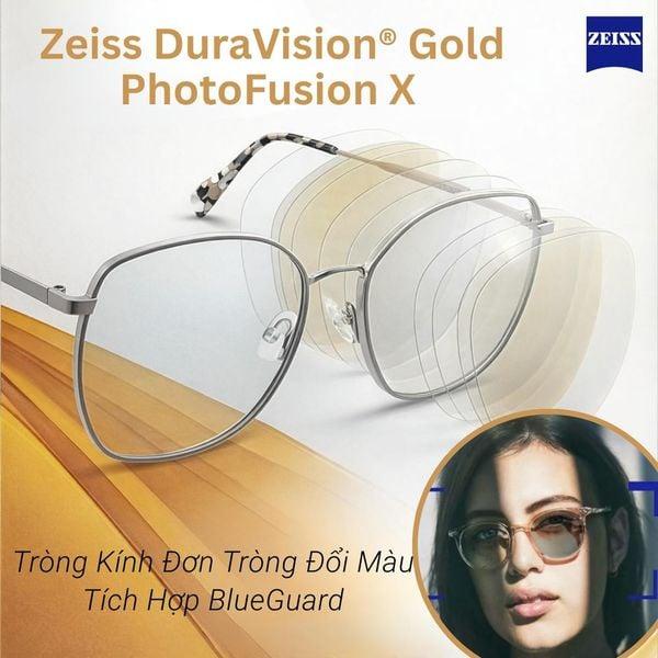  Tròng kính ZEISS ClearView BlueGuard PhotoFusion X - DuraVision Gold Đổi màu Lọc ánh sáng xanh Chống UV phản quang chính hãng (ĐẶT ĐÁNH) 