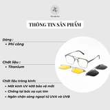  Kính râm cận thời trang clip on 7609 chống tia UV ngăn ánh sáng xanh trong 1 Bộ 2 Kẹp Cao Cấp 