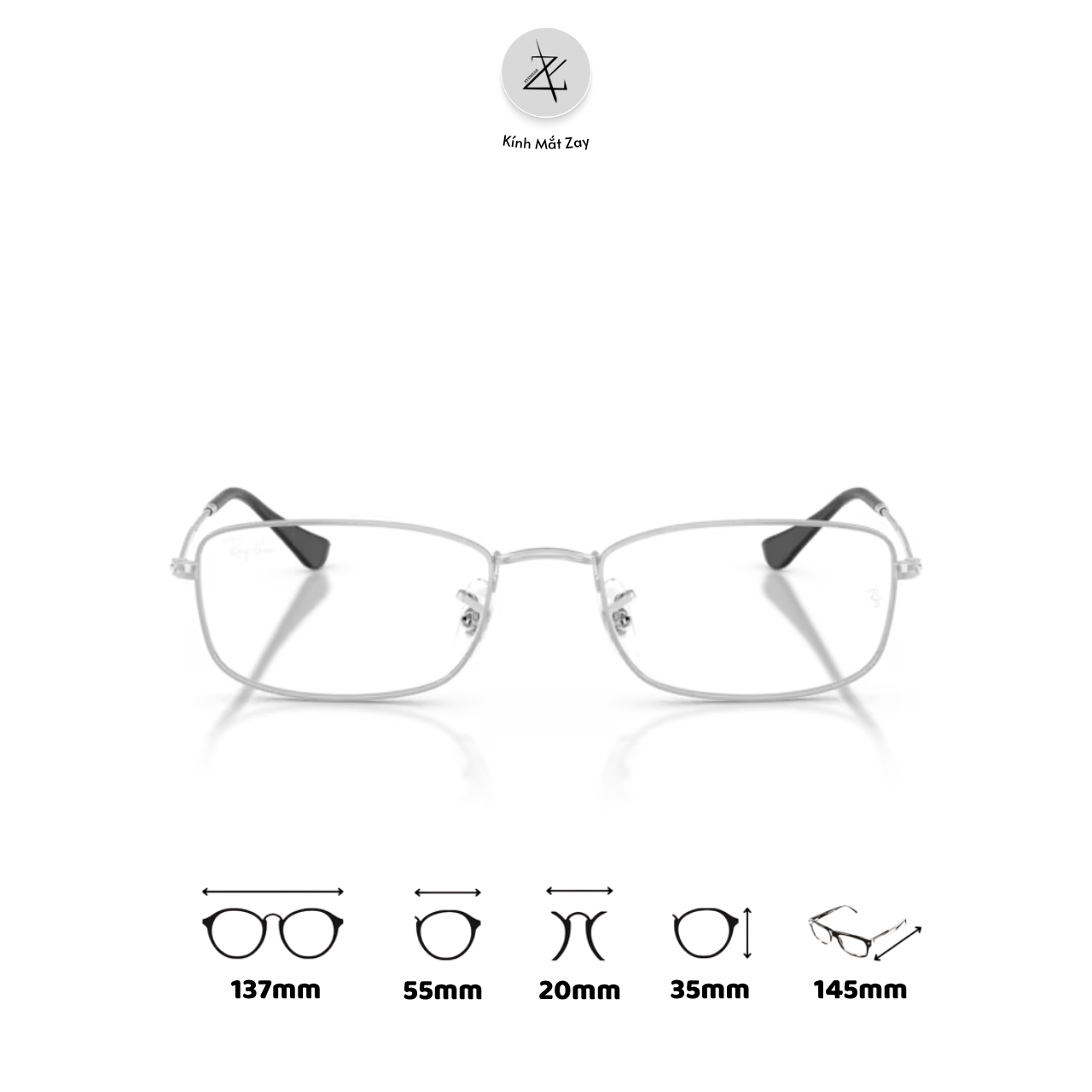  Gọng kính RayBan 0RX6647 dáng chữ nhật kim loại chính hãng fullbox 