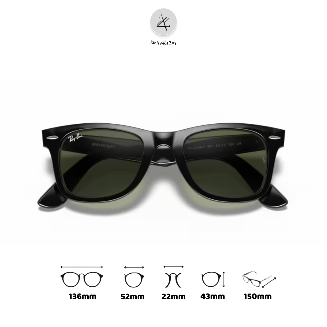  Kính mát RayBan 0RB2140F dáng vuông nhựa Acetate chính hãng fullbox 
