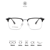  Gọng kính Zay Eyewear 95043 dáng vuông nửa khung Titanium phong cách Hàn Quốc 