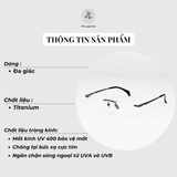  Gọng khoan không viền 80842 dáng đa giác titanium cao cấp fullbox 
