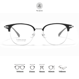  Gọng kính nửa khung Zay Eyewear 15243 dáng tròn titanium phong cách Hàn Quốc 
