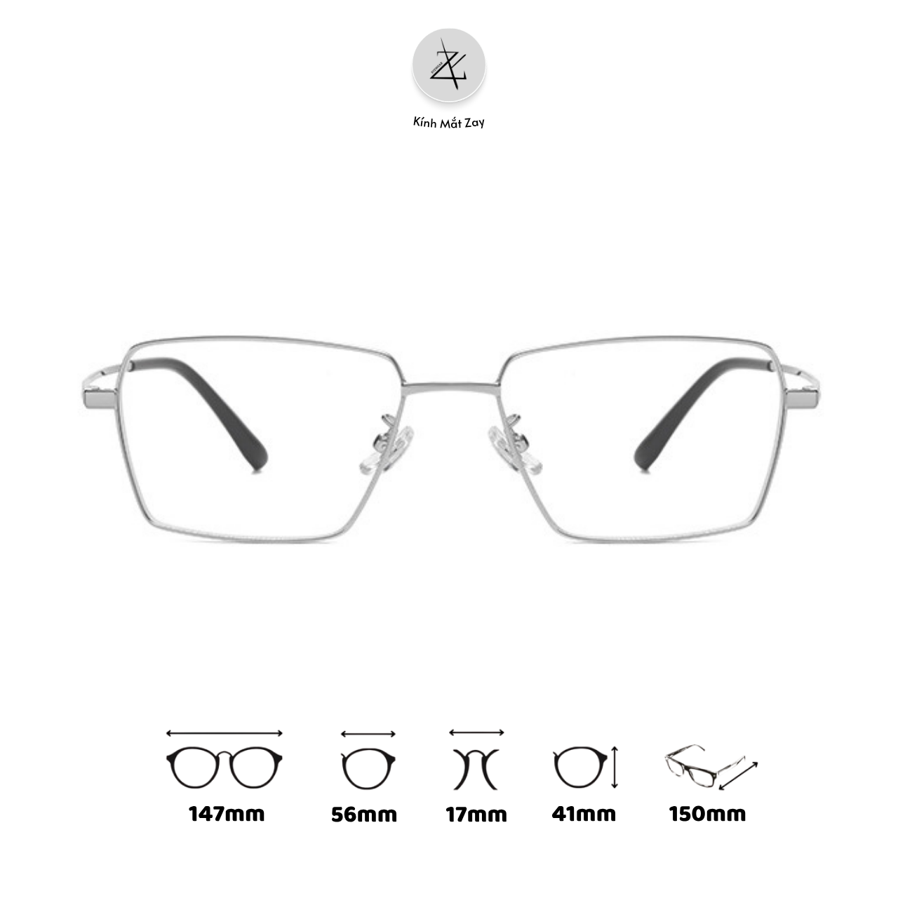  Gọng kính Size to 98668 dáng đa giác titanium cao cấp 