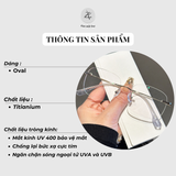  Gọng khoan không viền 31315-C dáng vuông to titanium cao cấp 