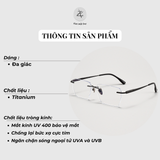  Gọng khoan không viền 69047 dáng đa giác titanium cao cấp 