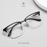  Gọng kính Zay Eyewear 22221 dáng vuông nửa khung Titanium phong cách Hàn Quốc 