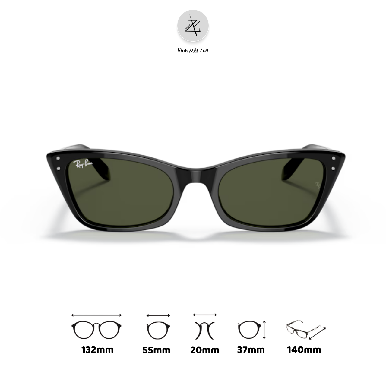  Gọng kính RayBan Lady burbank 0RB2299 dáng mắt mèo nhựa Acetate chính hãng fullbox 